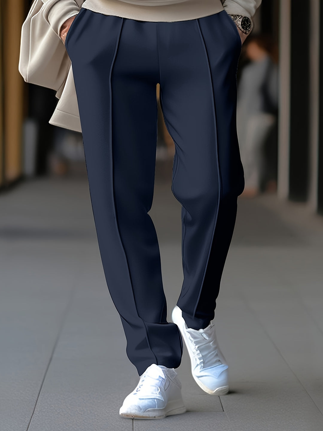 Lichte sportbroek heren in marine-blauw