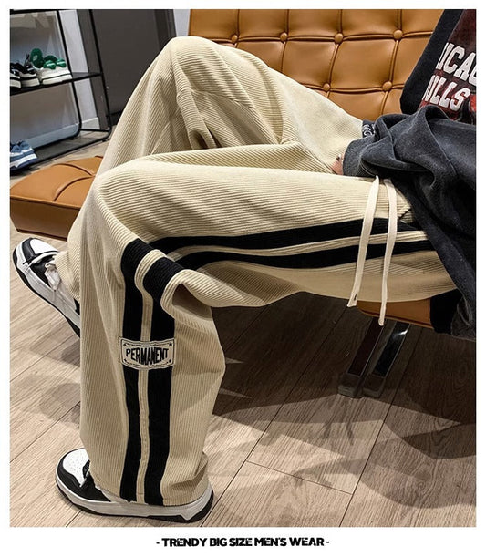 Wijde heren broek met strepen