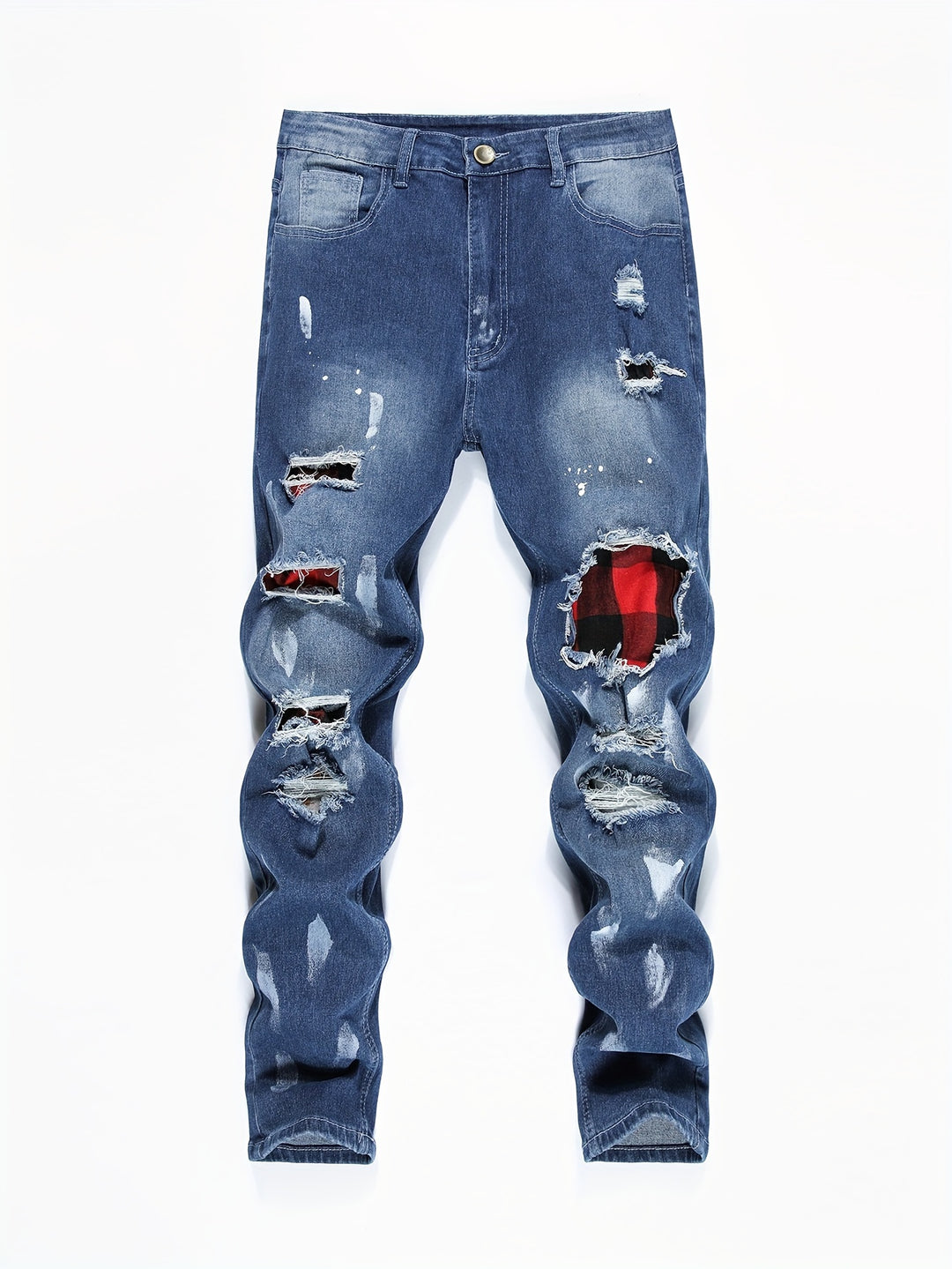 Heren Patchwork Jeans | Slanke pasvorm | Stretch Denim | Trendy stijl