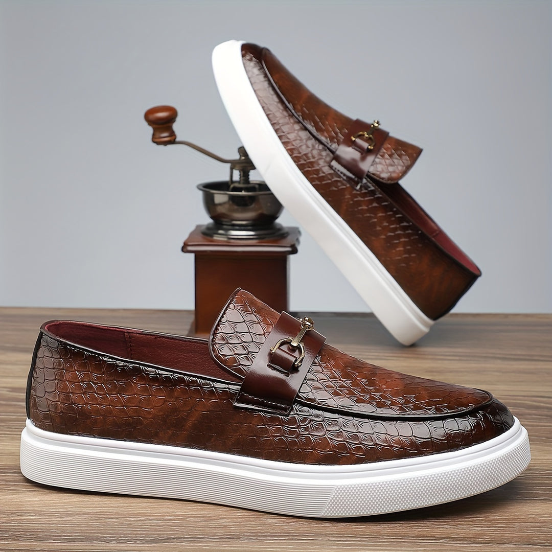 Heren Loafers | Embossed Leder | Slip-On met Gesp | Casual & Outdoor