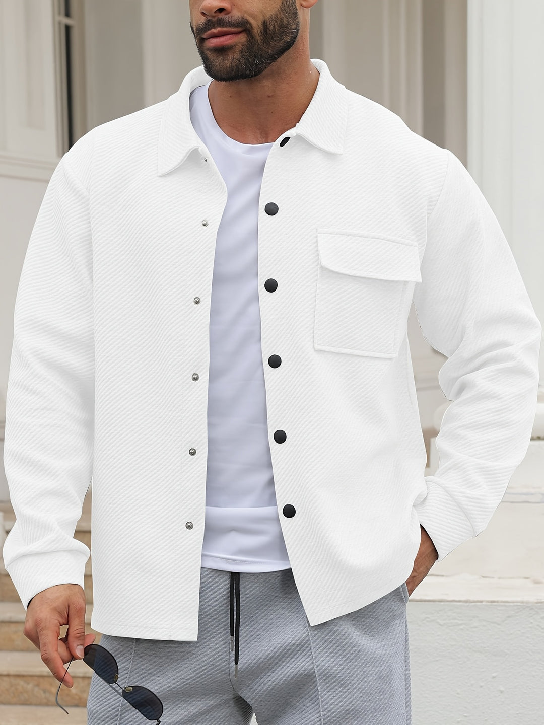Heren Vrijetijdsjas | Casual & Modieus | Licht Elastisch & Geweven | Effen Kleur