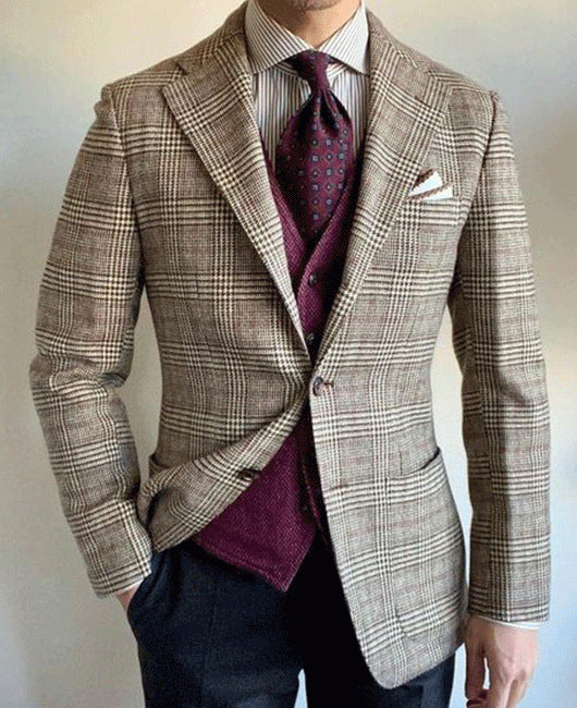 Heren blazer met motief in khaki
