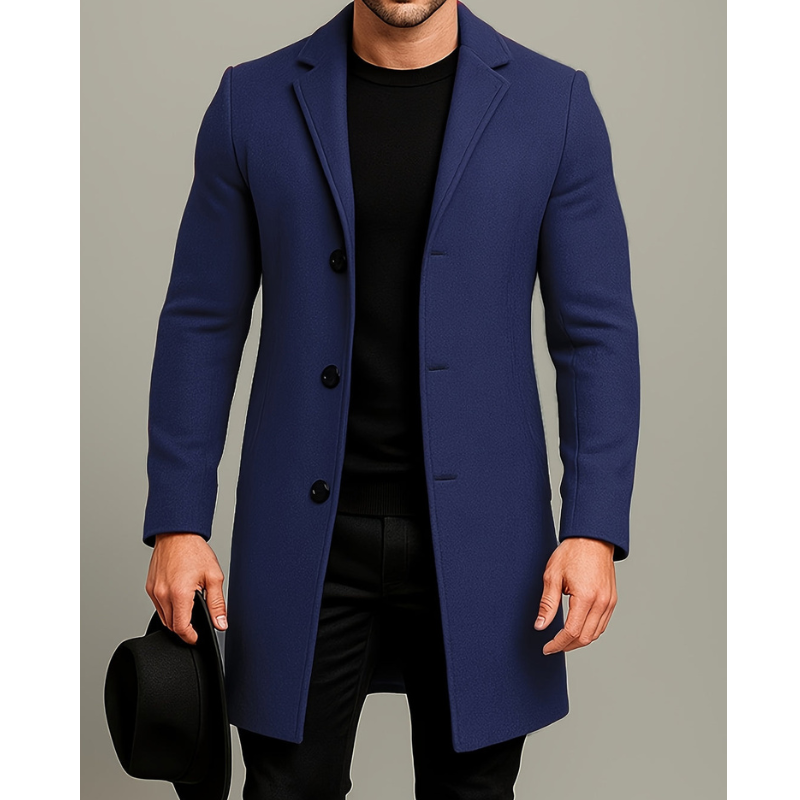 Lange winterjas heren in blauw