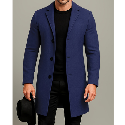 Lange winterjas heren in blauw