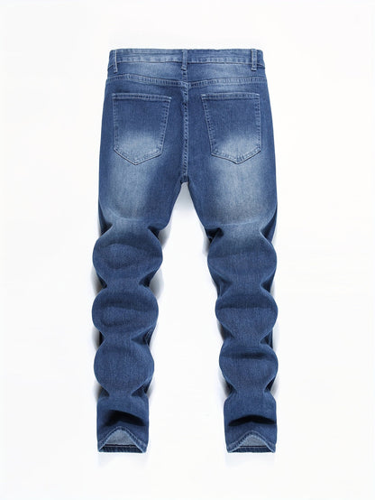 Heren Patchwork Jeans | Slanke pasvorm | Stretch Denim | Trendy stijl