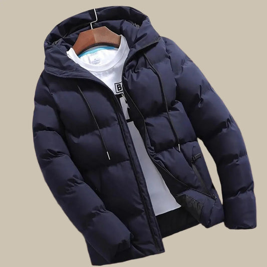 Waterdichte puffer winterjas heren in blauw