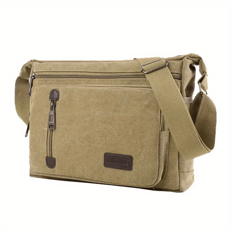 Vintage canvas schoudertas heren in khaki