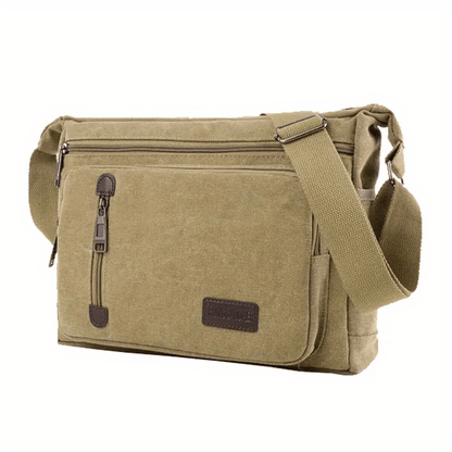 Vintage canvas schoudertas heren in khaki