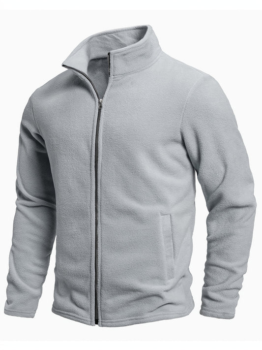 Heren Jas | Warme Lange Mouw | Standkraag & Effen Design | Herfst