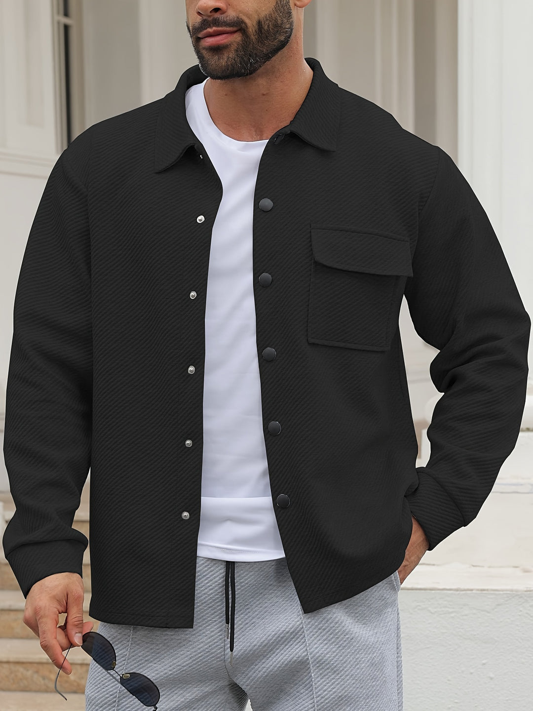 Heren Vrijetijdsjas | Casual & Modieus | Licht Elastisch & Geweven | Effen Kleur
