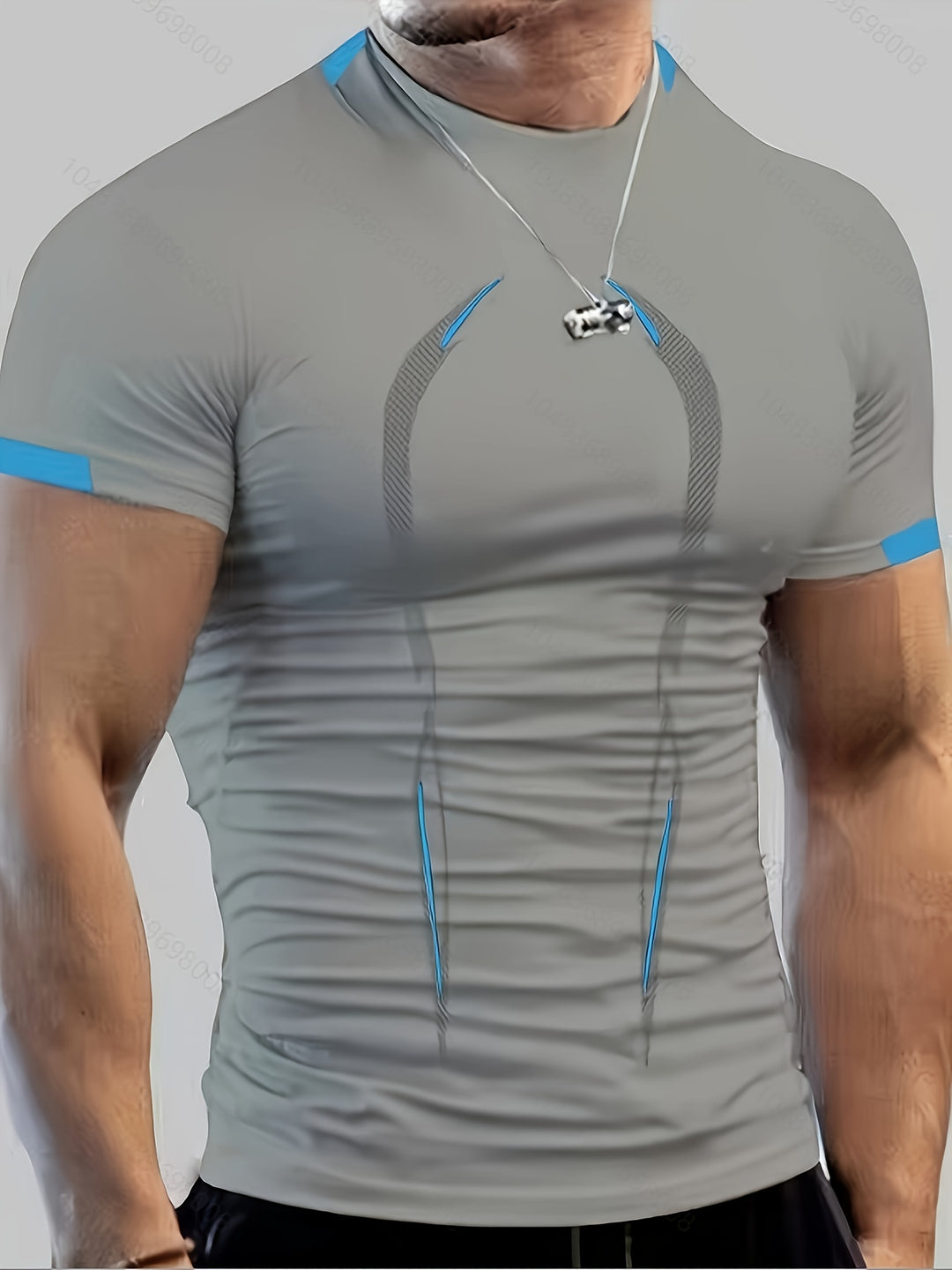 Heren Sportshirt | Kleurblokken & Slim Fit | Sneldrogend T-shirt met Ronde Hals