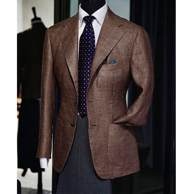Heren blazer met motief in bruin