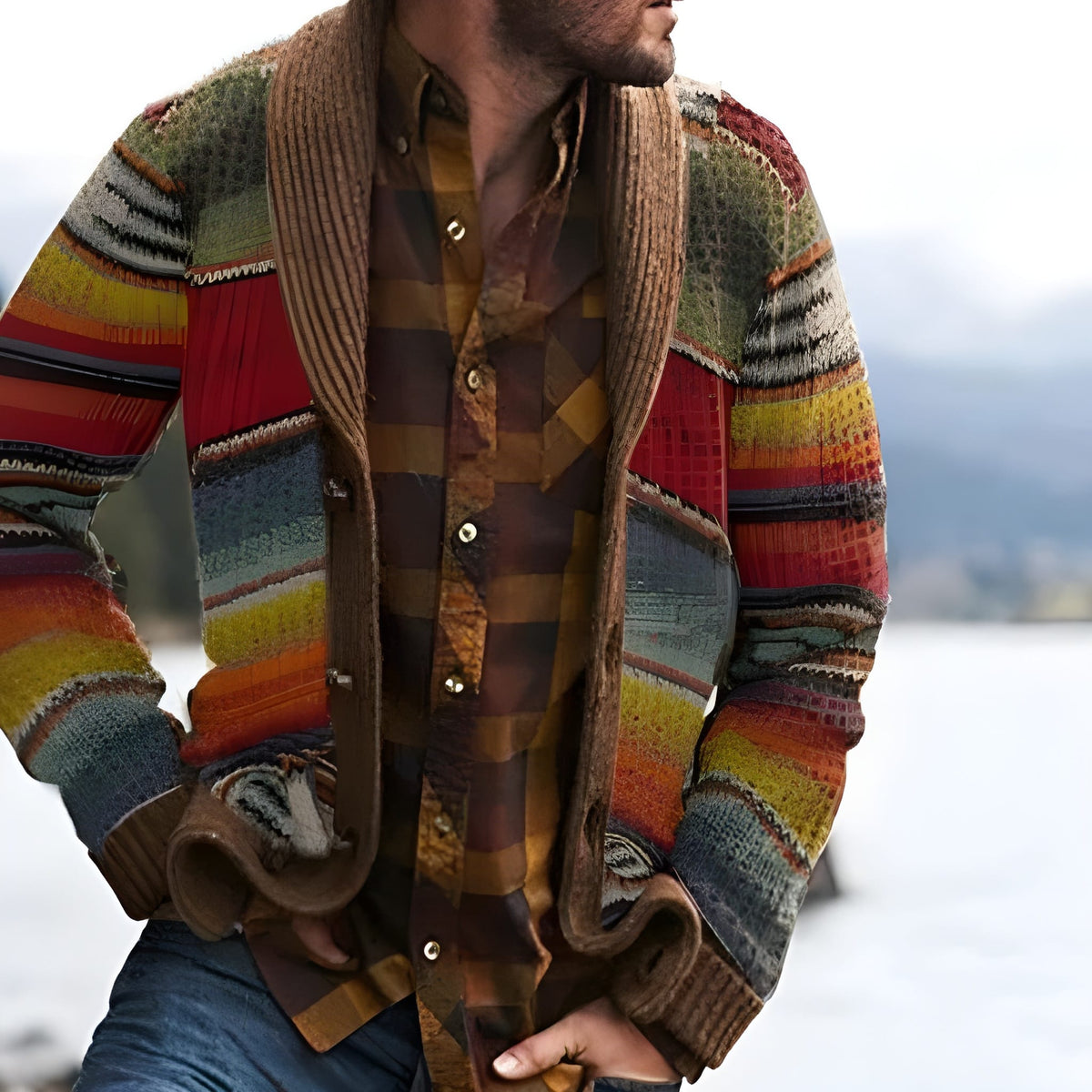 Cardigan Heren | Gestreepte Trui | Moderne Veststijl