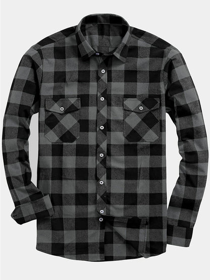 Heren Overhemd | Geruit Flanel | Dubbele Borstzak | Comfortabel Casual