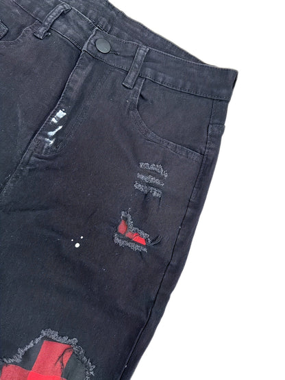 Heren Patchwork Jeans | Slanke pasvorm | Stretch Denim | Trendy stijl