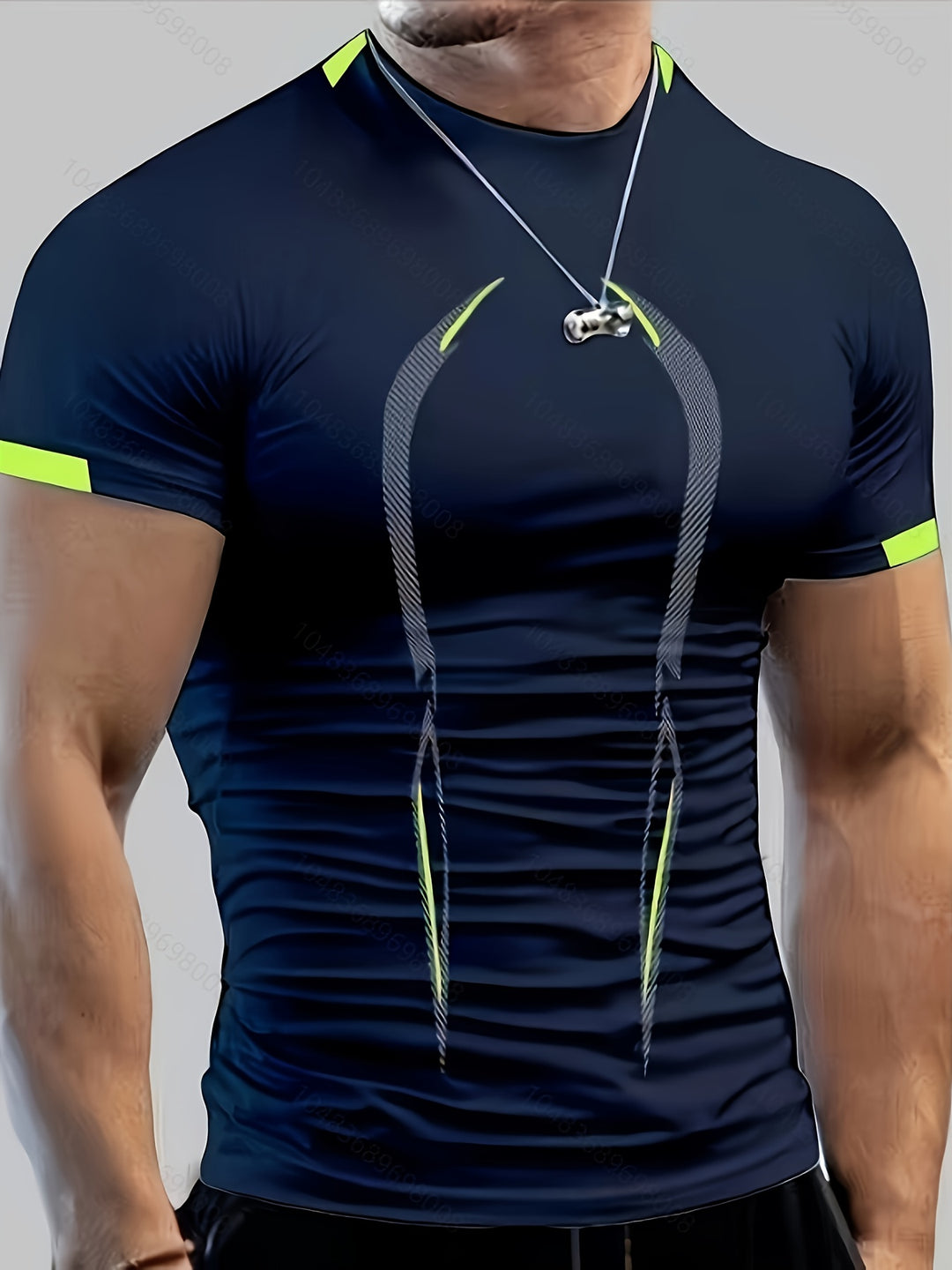 Heren Sportshirt | Kleurblokken & Slim Fit | Sneldrogend T-shirt met Ronde Hals
