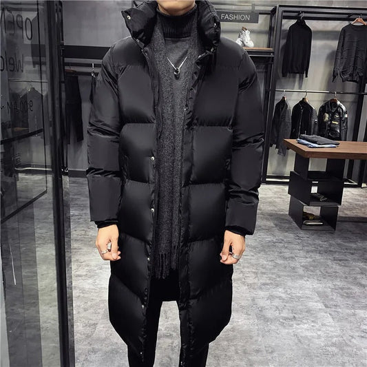 Winterjas Heren | Parka Jas met Capuchon | Lange Puffer met Knopen
