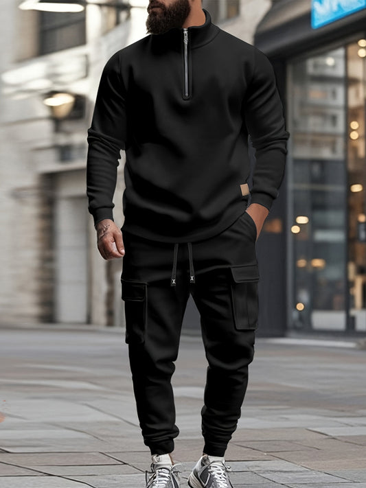 Heren Retro Sportpak | Half-Zip Sweatshirt & Werkbroek | Trendy & Functioneel