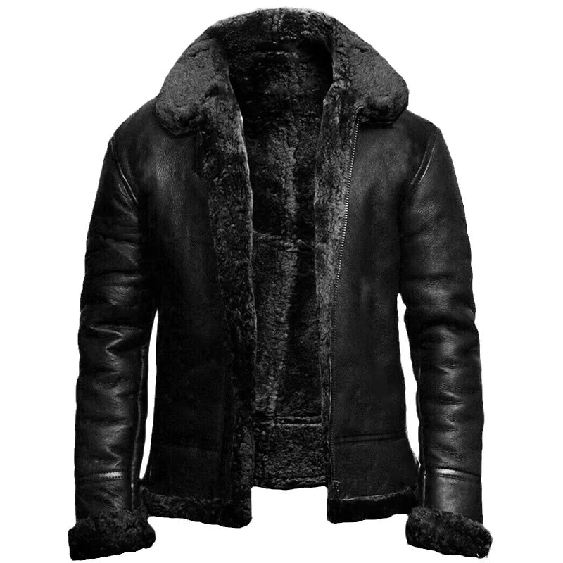 Elegante leren winterjas voor heren met tijdloze stijl en behaaglijke warmte | Jace
