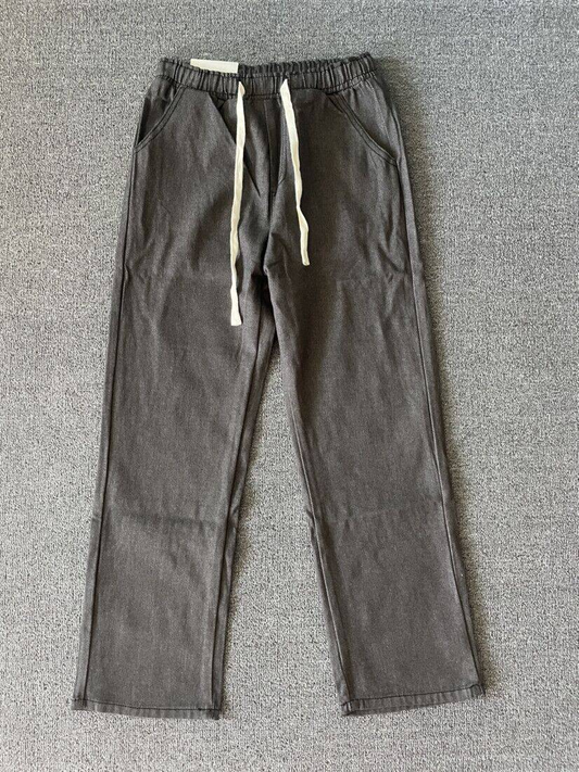 Heren Denim Broek | Gewassen Look met Zakken | Trekkoord & Rechte Pijp | Casual & Outdoor