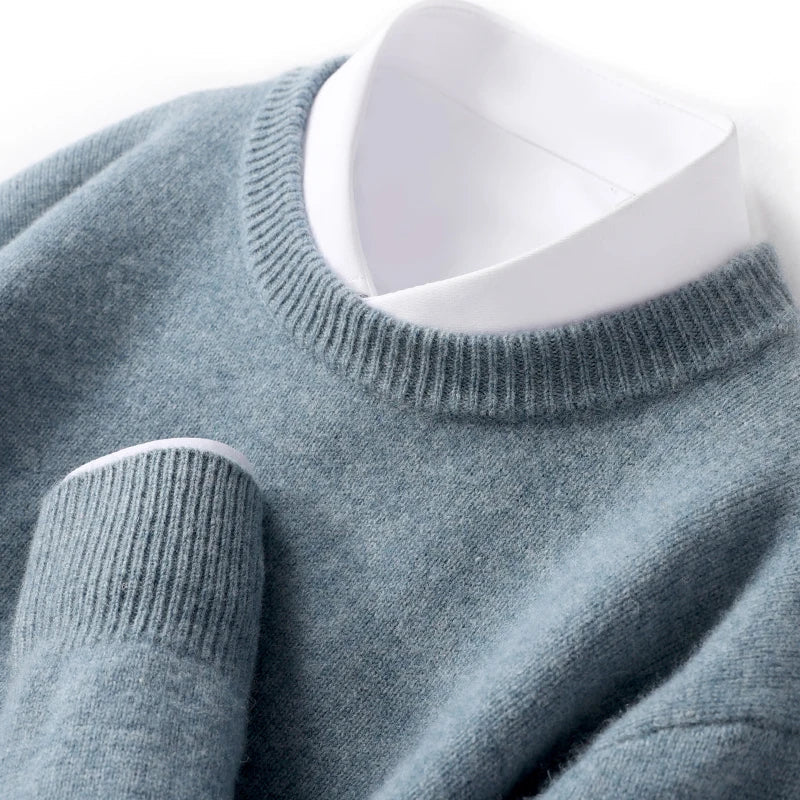 Heren Fijngebreide Crew-Neck Trui in groen, Klassieke Pasvorm
