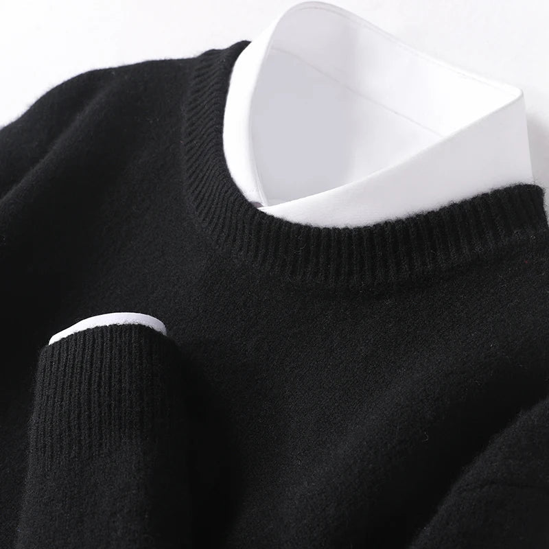 Heren Fijngebreide Crew-Neck Trui - Klassieke Pasvorm