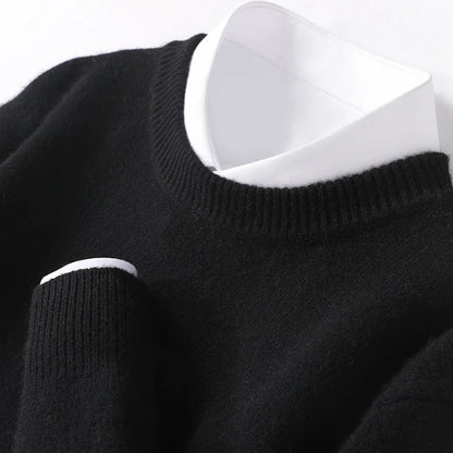 Heren Fijngebreide Crew-Neck Trui - Klassieke Pasvorm