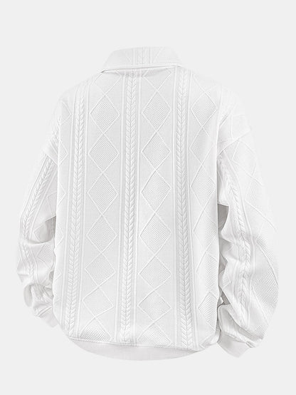 Heren Geometrische Jacquard Polokraag Sweater - Relaxed Fit