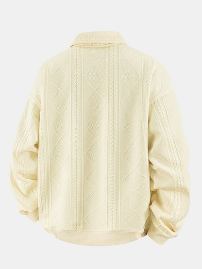 Heren Geometrische Jacquard Polokraag Sweater - Relaxed Fit