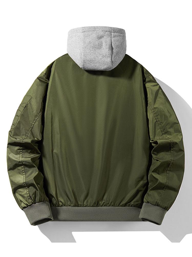Heren Hooded Bomber Jacket Contrast Lining - Regular Fit