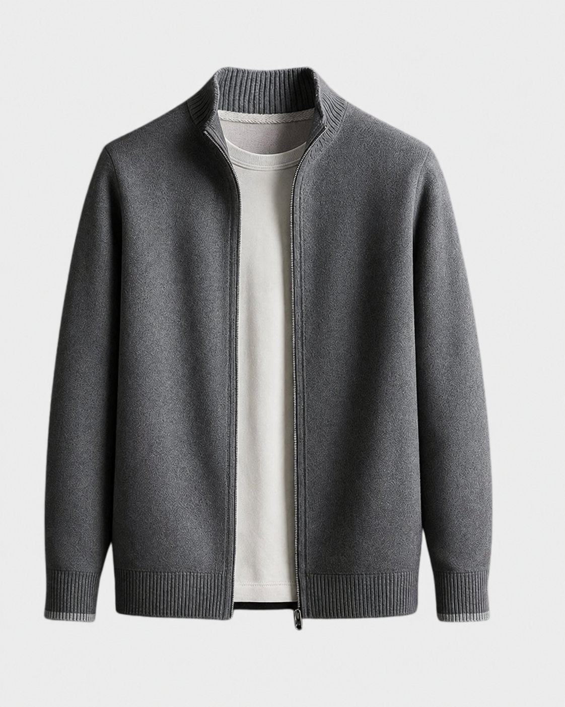 Heren Italiaanse Gebreide Vest - Klassieke Cardigan - Grijs