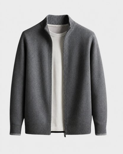 Heren Italiaanse Gebreide Vest - Klassieke Cardigan - Grijs
