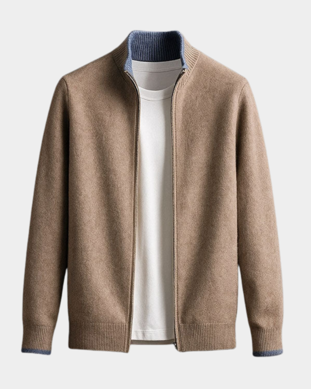 Heren Italiaanse Gebreide Vest - Klassieke Cardigan - Kameel