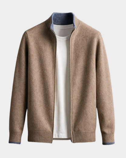 Heren Italiaanse Gebreide Vest - Klassieke Cardigan - Kameel