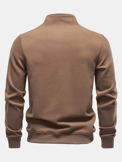 Heren Katoen Blend Quarter Zip Sweatshirt - Casual Pullover