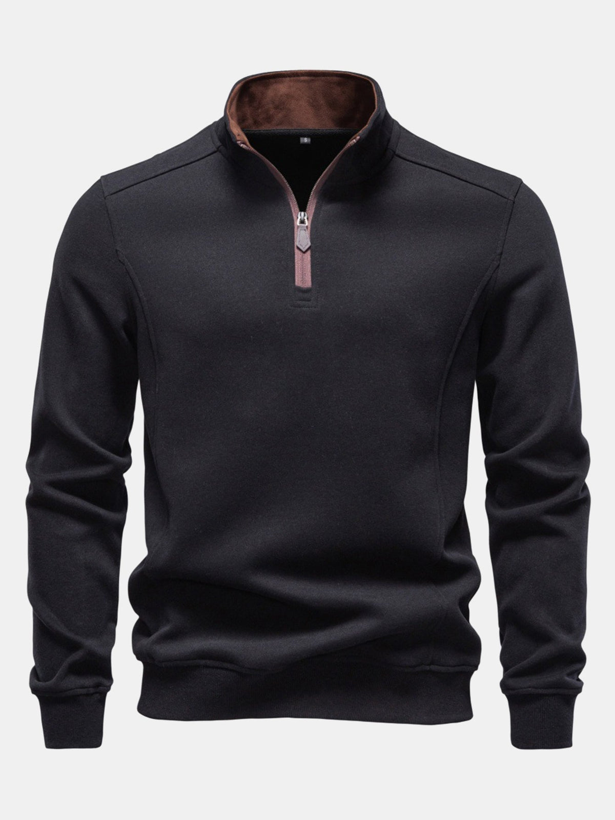 Heren Katoen Blend Quarter Zip Sweatshirt in zwart, Casual Pullover