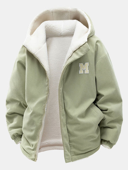 Heren Omkeerbare Corduroy Jas met Teddy Fleece in lichtgroen, Relaxed Fit