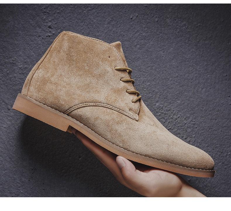 Heren Ronde Neus Veterschoenen in kaki, Klassieke Laarzen