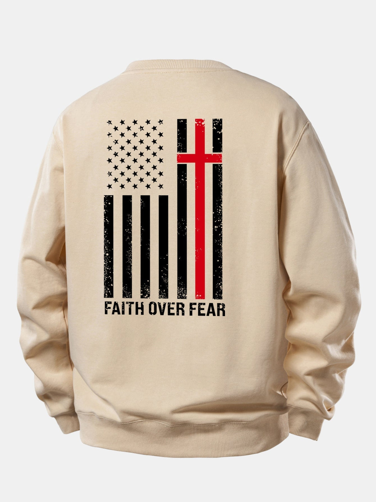 Heren Slogan Print Sweatshirt in beige, Relaxed Fit Crew Neck