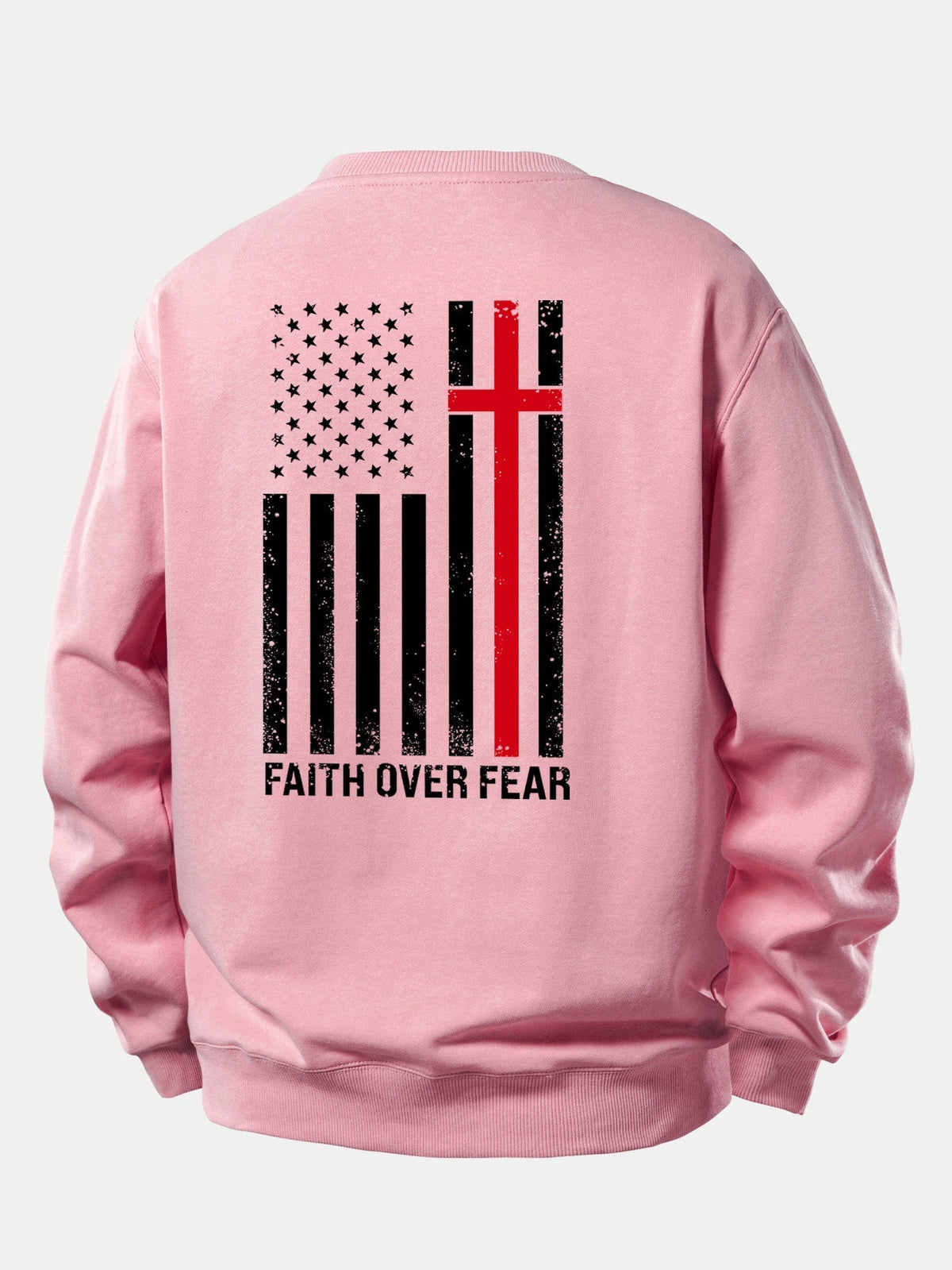 Heren Slogan Print Sweatshirt in lichtroze, Relaxed Fit Crew Neck