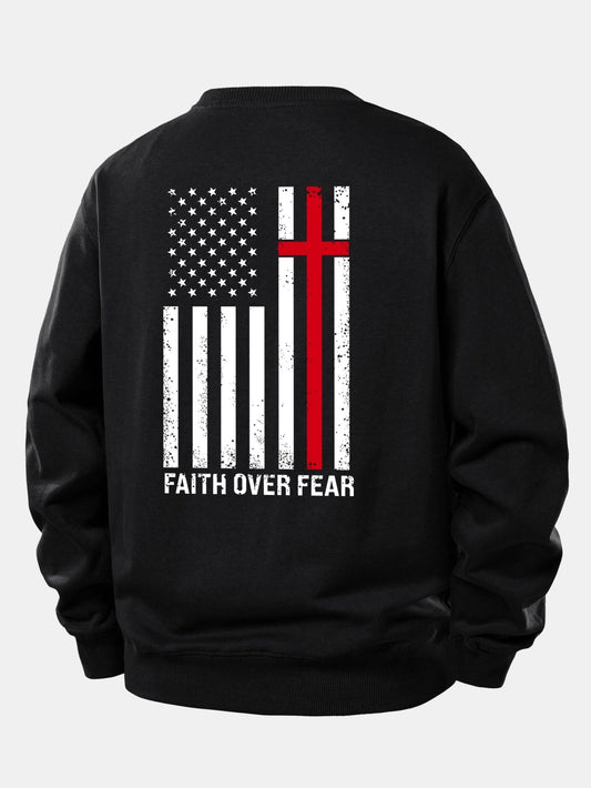 Heren Slogan Print Sweatshirt in zwart, Relaxed Fit Crew Neck