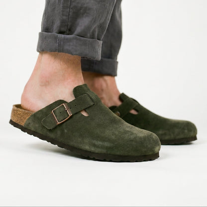 Heren Suède Pantoffels - Klassieke Elegantie - Groen