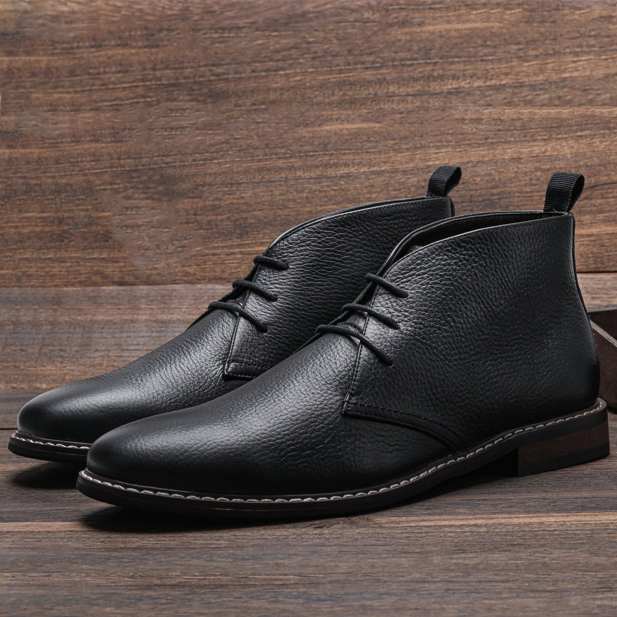 Heren Veterschoenen Chukka Boots in zwart, Klassieke Enkellaarzen