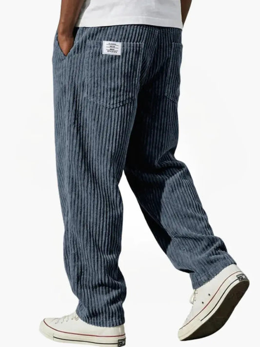 Heren Vintage Corduroy Broek - Relaxed Fit - Blauw