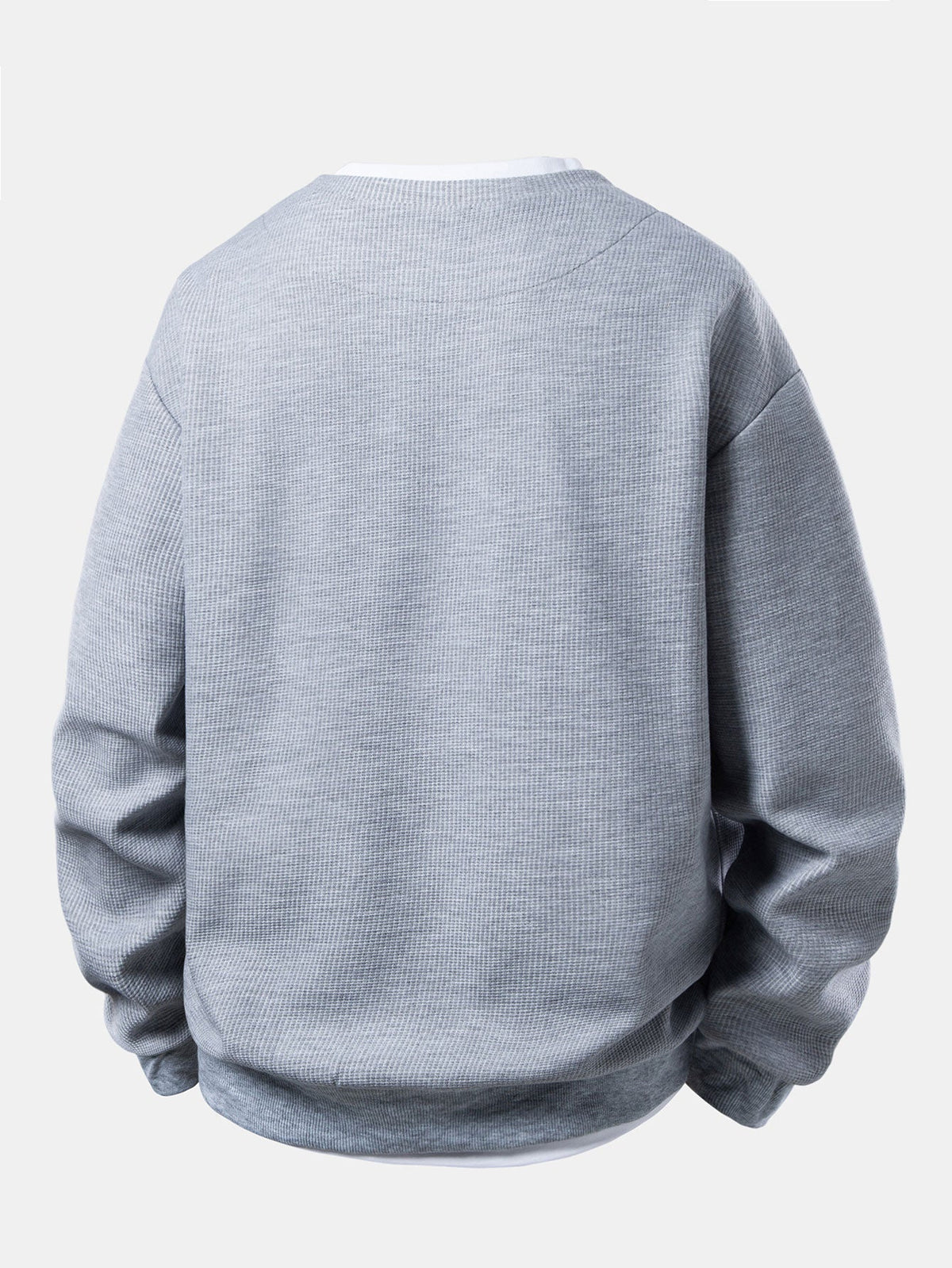Heren Wafelstructuur Sweatshirt - Relaxed Fit Crew Neck