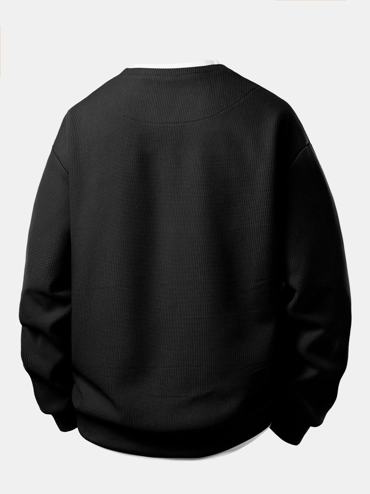 Heren Wafelstructuur Sweatshirt - Relaxed Fit Crew Neck