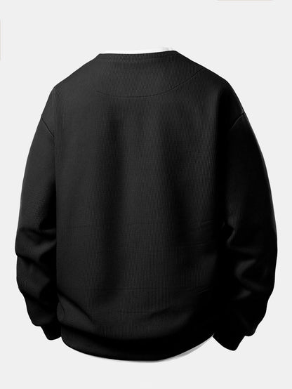 Heren Wafelstructuur Sweatshirt - Relaxed Fit Crew Neck